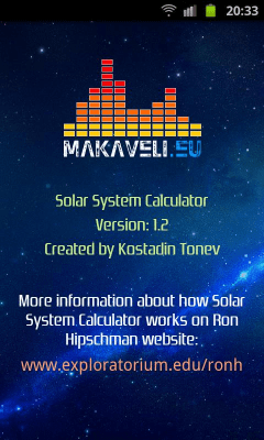 Screenshot of the application Solar System Calculator - #7