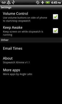 Screenshot of the application Xtreme Stopwatch - #2