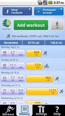 Screenshot of the application CardioTrainer - #5