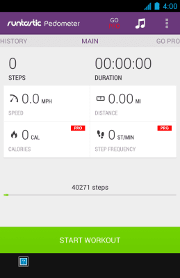 Screenshot of the application Runtastic Pedometer - #1