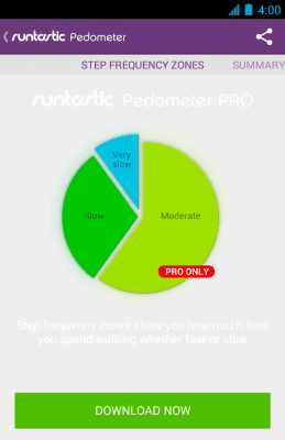 Screenshot of the application Runtastic Pedometer - #3