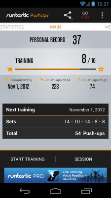 Screenshot of the application Runtastic Push-Ups Push-ups - #1