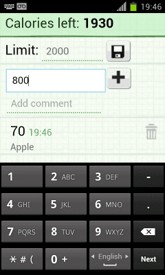 Screenshot of the application calorie counter - #5