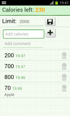 Screenshot of the application calorie counter - #6