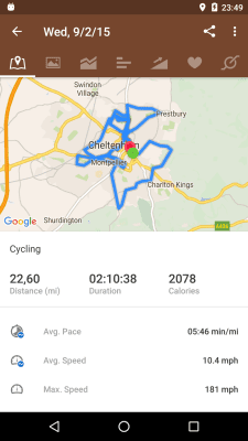 Screenshot of the application Runtastic Mountain Bike - #6