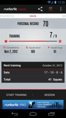 Screenshot of the application Runtastic Squats - #1