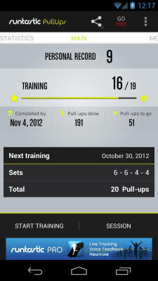 Screenshot of the application Runtastic Pull-Ups - #1