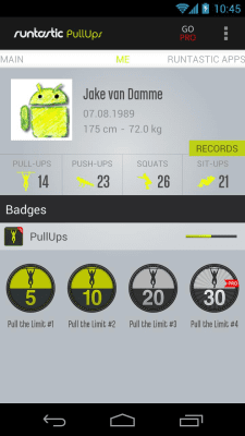 Screenshot of the application Runtastic Pull-Ups - #4