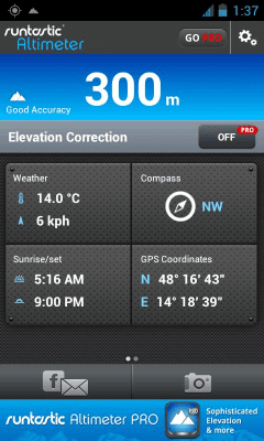 Screenshot of the application Runtastic Altimeter - #1