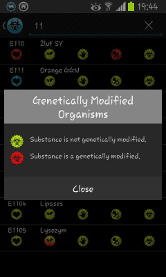 Screenshot of the application E Numbers/Food Additives - #6