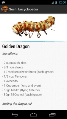 Screenshot of the application Sushi Encyclopedia - #3