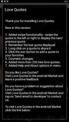 Screenshot of the application Love quotes from Droid27 - #1