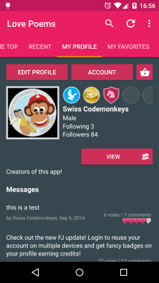 Screenshot of the application Love Poems - #3