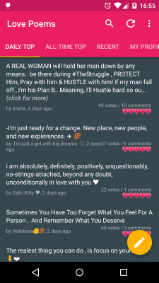 Screenshot of the application Love Poems - #4