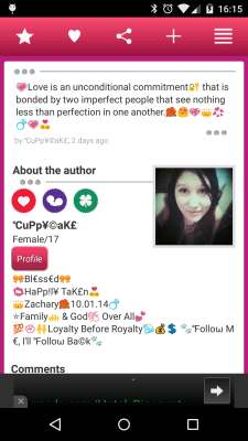 Screenshot of the application AppTornado Love Quotes - #4