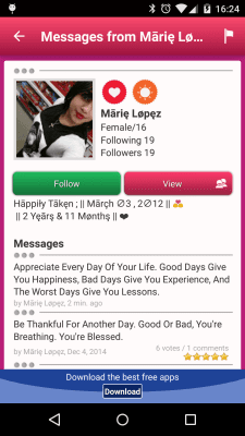 Screenshot of the application AppTornado Love Quotes - #5