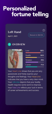 Screenshot of the application Astroline - Fortune-telling by hand - #3