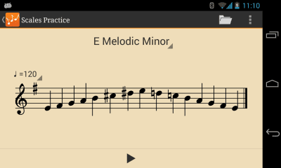 Screenshot of the application Scales Practice - #4