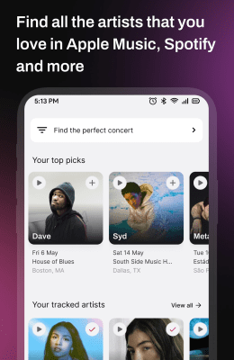 Screenshot of the application Songkick Concerts - #4