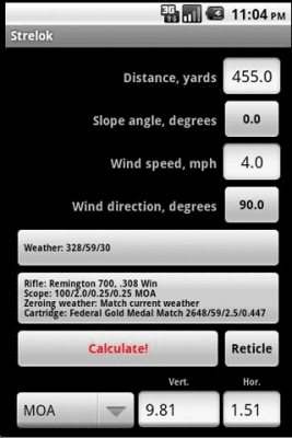 Screenshot of the application Shooter. Ballistic calculator. - #1