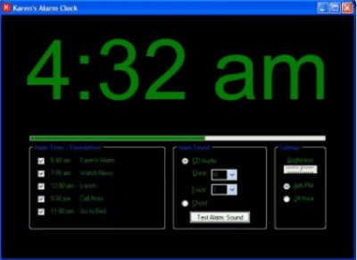 Screenshot of the application KarenWare Alarm Clock - #1