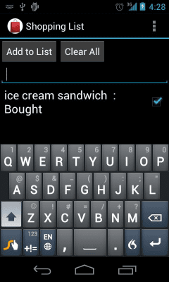 Screenshot of the application Quick Shopping List - #1