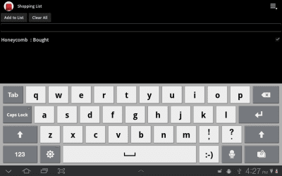Screenshot of the application Quick Shopping List - #3