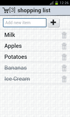 Screenshot of the application ExpertiseNetComs shopping list - #1