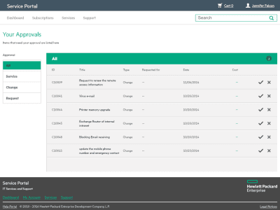 Screenshot of the application HPE Service Request Catalog - #3