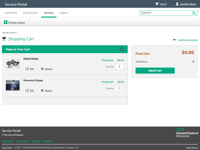 Screenshot of the application HPE Service Request Catalog - #4