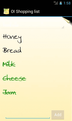 Screenshot of the application OI Shopping list - #1