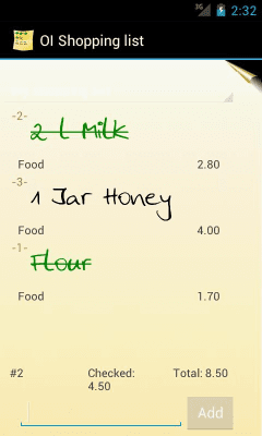 Screenshot of the application OI Shopping list - #8
