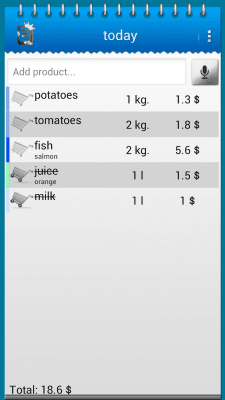 Screenshot of the application Balu Shopping List - #6