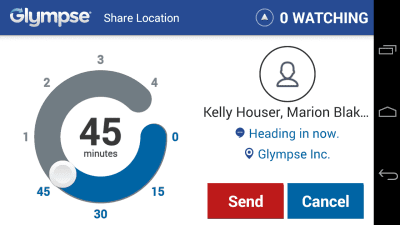 Screenshot of the application Glympse for Auto - Share GPS - #6