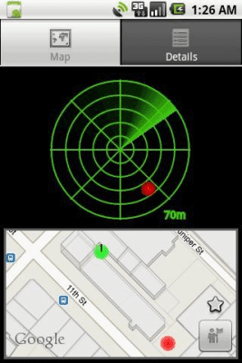 Screenshot of the application Car Locator TRIAL - #1