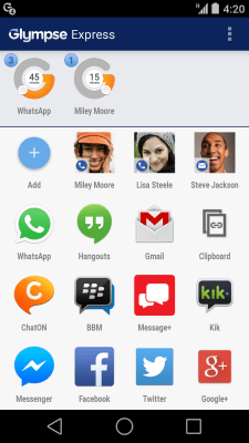 Screenshot of the application Glympse Express - #3