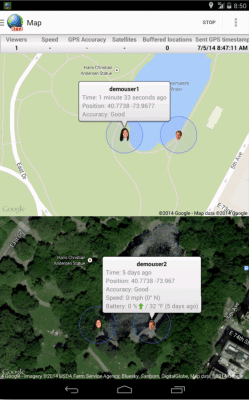 Screenshot of the application Real-Time GPS Tracker 2 - #1