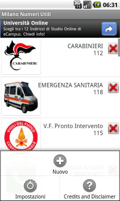 Screenshot of the application Milano usefull phone Num. FREE - #3