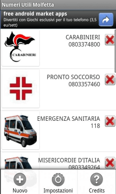 Screenshot of the application Molfetta's usefull phone Num. - #4