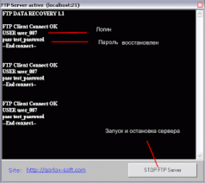 Screenshot of the application FTP Data Recovery - #1