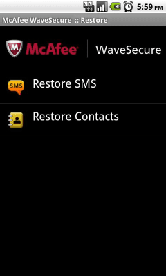 Screenshot of the application McAfee WaveSecure (Trial) - #5