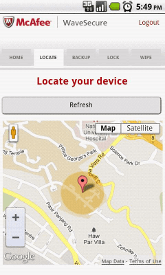Screenshot of the application McAfee WaveSecure (Trial) - #6