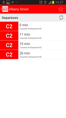 Screenshot of the application London Bus, Live bus status - #5
