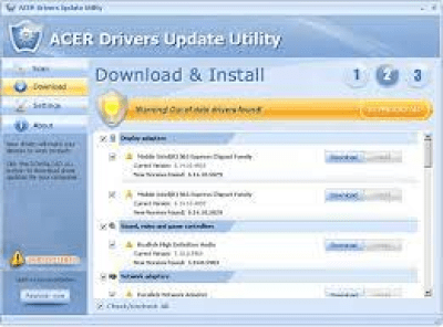 Screenshot of the application Acer Drivers Update Utility - #1