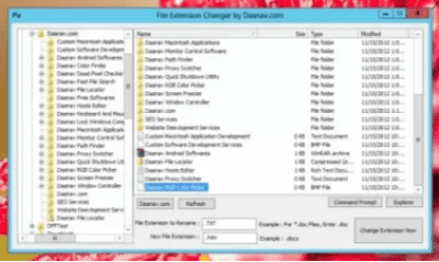 Screenshot of the application Daanav File Extension Changer - #1