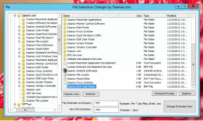 Screenshot of the application Daanav File Extension Changer - #2