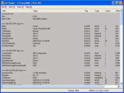 Screenshot of the application HMK409 Exif Viewer - #1