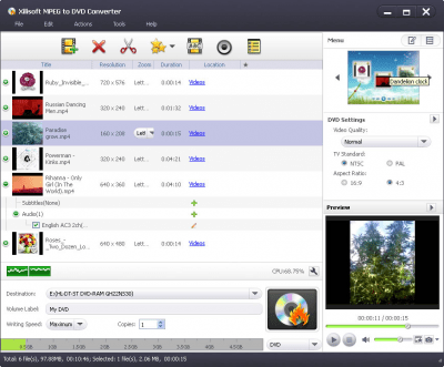 Screenshot of the application Xilisoft MPEG to DVD Converter - #1