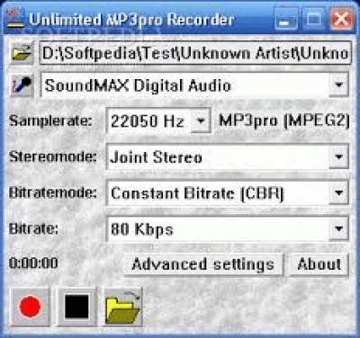 Screenshot of the application Unlimited MP3pro Recorder - #1