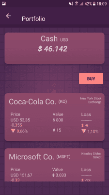 Screenshot of the application The Game of Stocks - #4